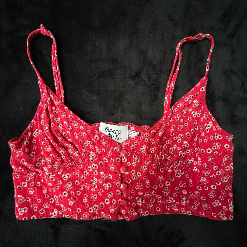 Princess Polly Floral Button Crop Top